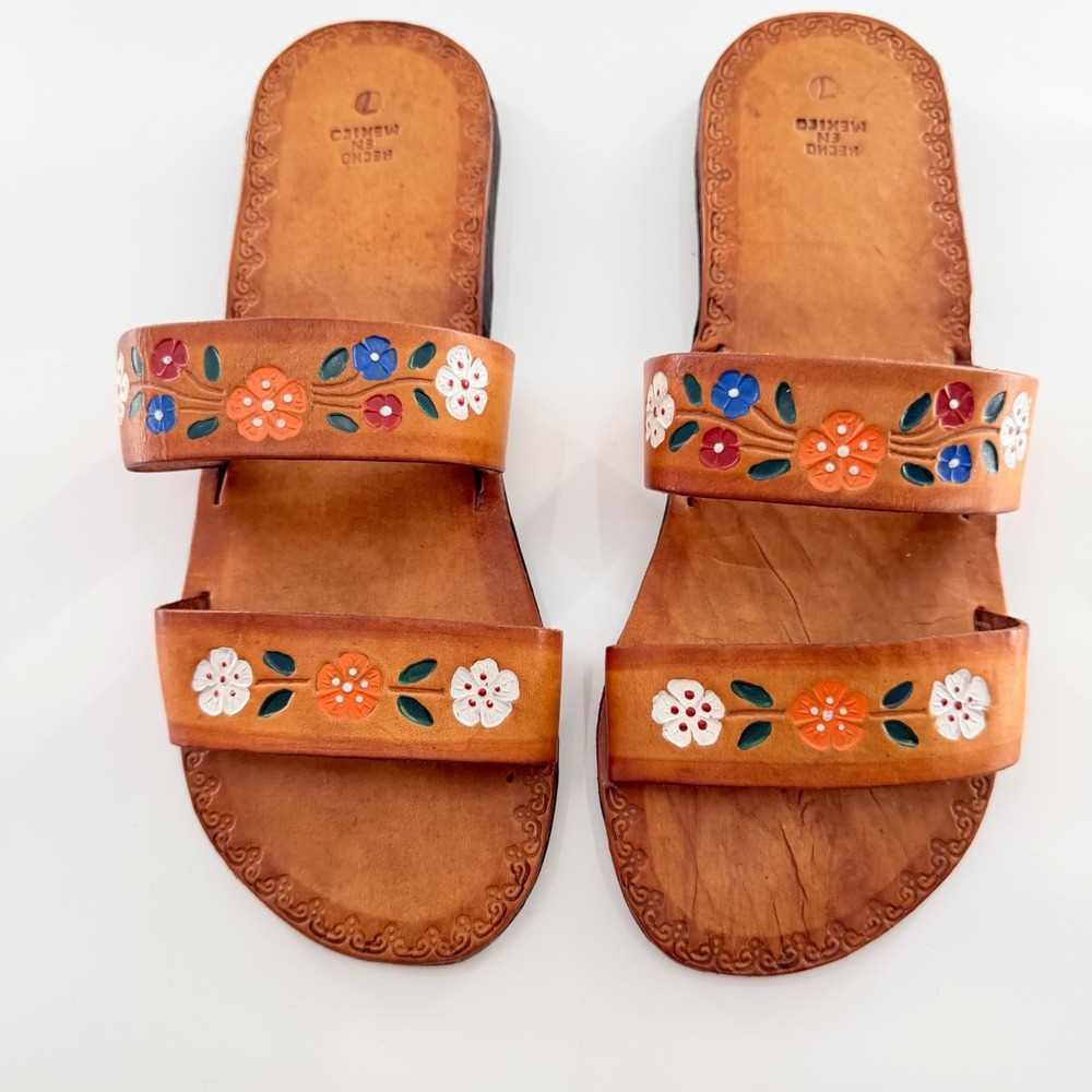Boho Hippie Leather Sandals Mexican Huaraches Southwestern Retro Festival 70s - Picture 8 of 9